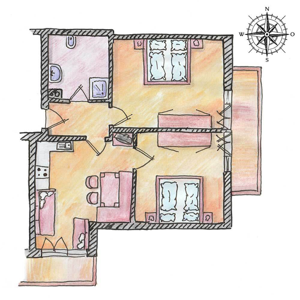 Grundriss der Ferienwohnung Geißbock